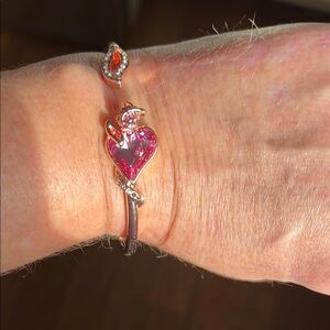 Swarovski Pink and Silver Heart Charm Bracelet